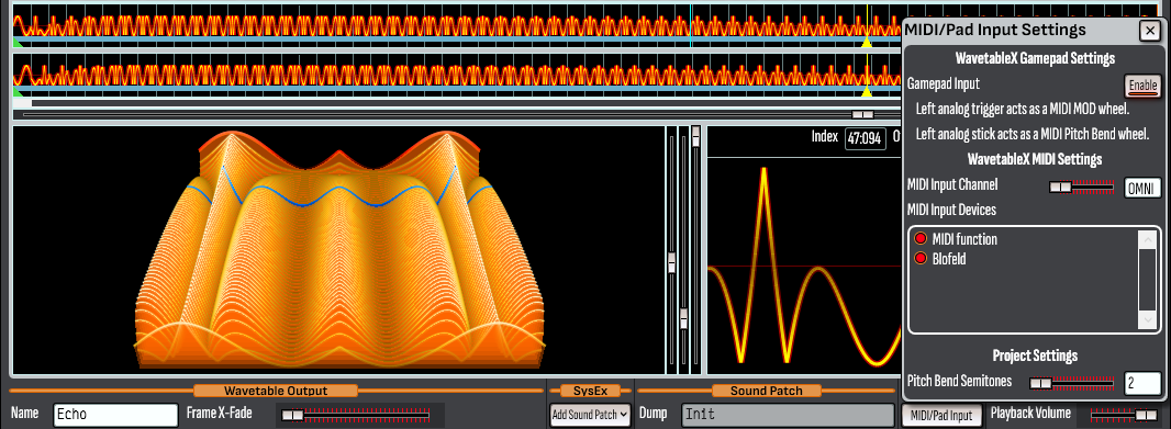 MIDI/Pad Input Settings